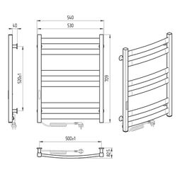 Полотенцесушитель электрический Laris Zebra Atlant CK6 500x700 Left (Black) Thumb