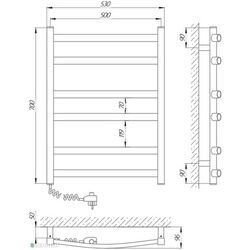 Полотенцесушитель электрический Laris Zebra Grand CK6 500x700 Right (White) Thumb