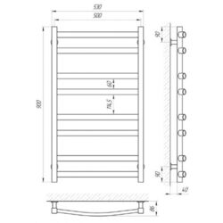 Полотенцесушитель электрический Laris Zebra Grand CK8 500x900 Right (White) Thumb