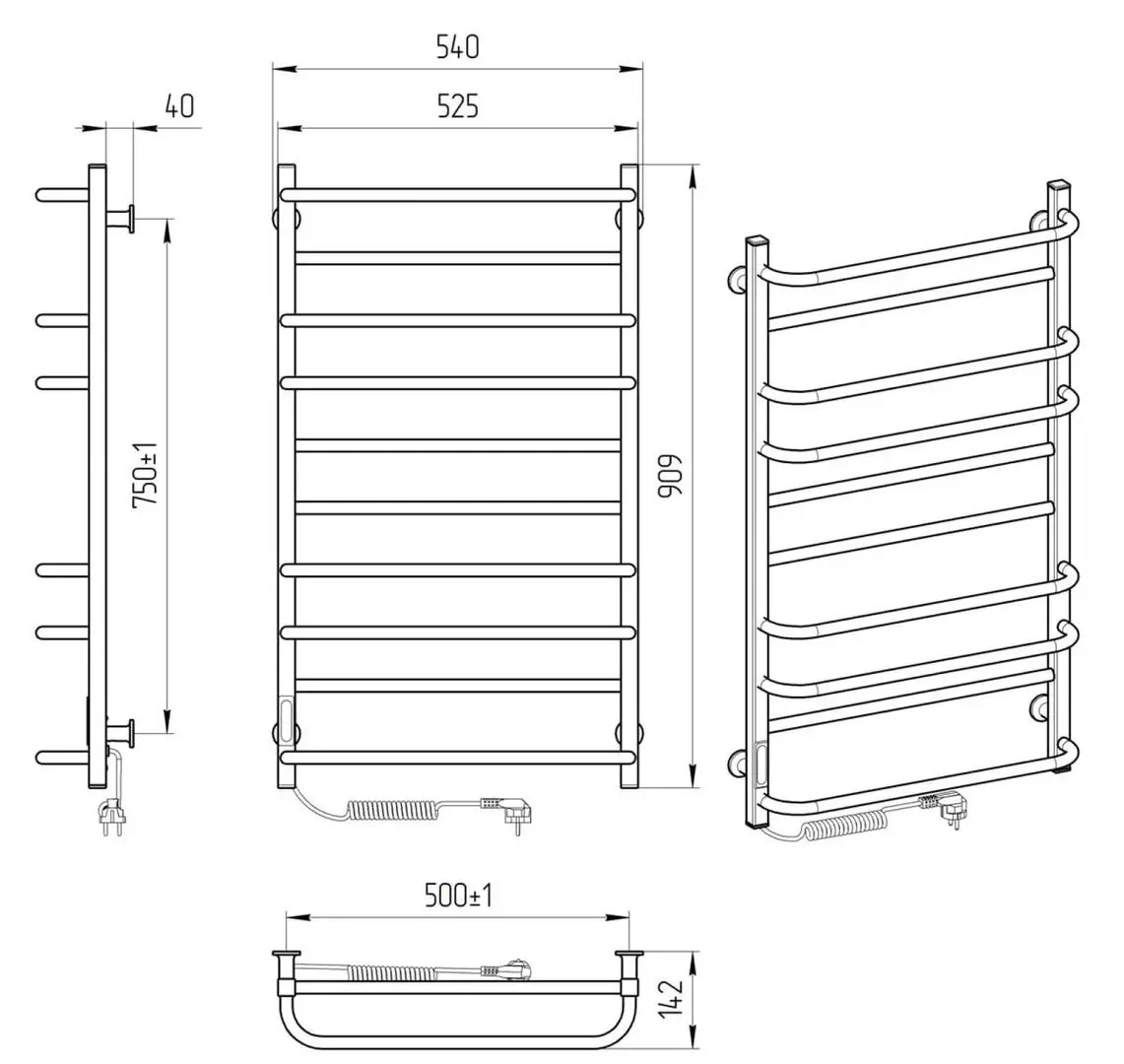 Полотенцесушитель электрический Laris Zebra Komfort CK10 500х900 Left (Black)