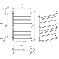 Полотенцесушитель электрический Laris Zebra Komfort CK8 500х800 Left (Black) Thumb