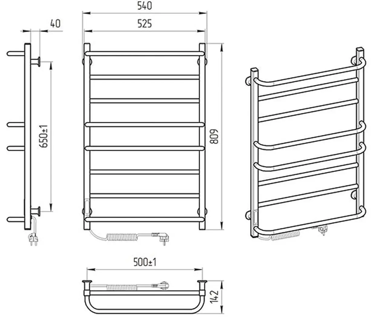 Полотенцесушитель электрический Laris Zebra Komfort CK8 500х800 Left (White)