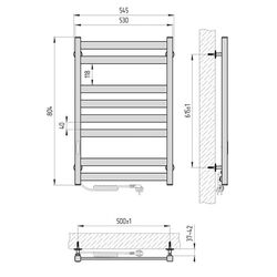 Полотенцесушитель электрический Laris Zebra Kvatro CK8 500х800 Left (Graphite) Thumb