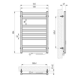 Полотенцесушитель электрический Laris Zebra Kvatro CK8 500х800 Right (Graphite) Thumb