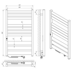 Полотенцесушитель электрический Laris Zebra Lavina CK10 500х900 Left (Black) Thumb