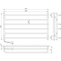 Полотенцесушитель электрический Laris Zebra Praktik CK6 1000x600 Left (White) Thumb