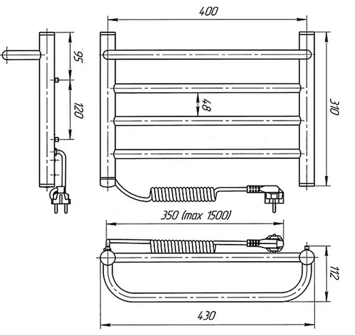 Uscator de prosoape electric Laris Prime CK4 400x300 Left (White)