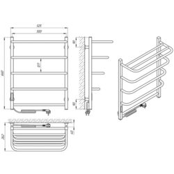 Полотенцесушитель электрический Laris Zebra Standart CK5 Shelf 500х660 Right (White) Thumb