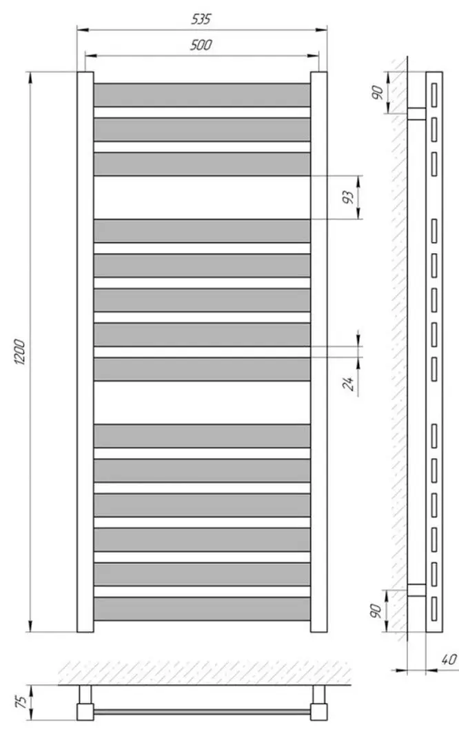 Полотенцесушитель Laris Bond P14 500x1200 (Black)