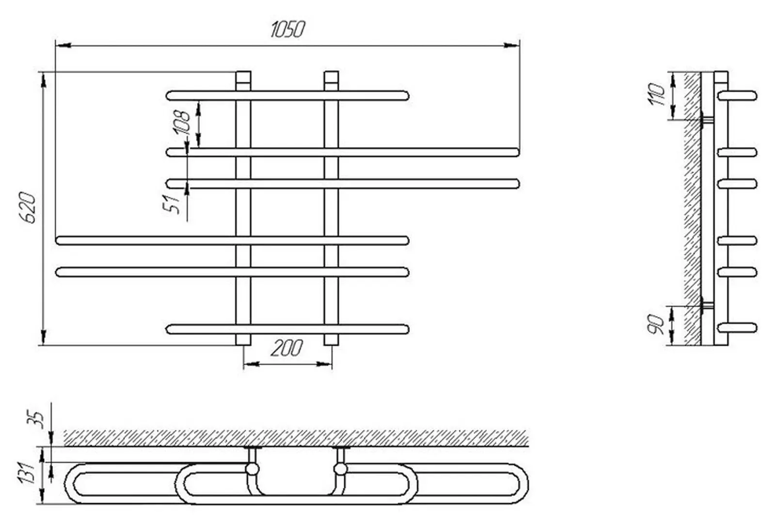 Uscator de prosoape Laris Diana P6 1050x600 (Chrome)