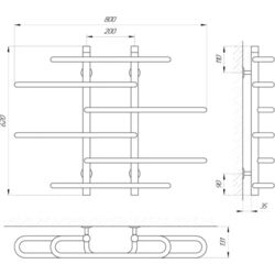 Полотенцесушитель Laris Etud P6 800x600 (Chrome) Thumb