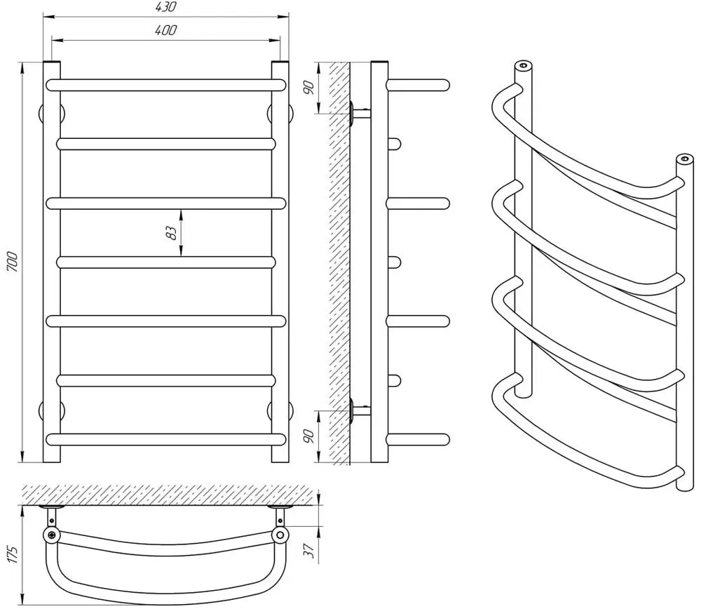 Полотенцесушитель Laris Euromix P7 400х700 (Chrome)