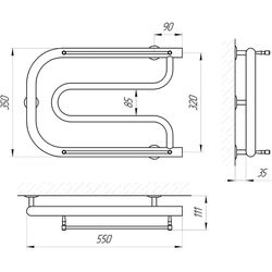 Полотенцесушитель Laris Foxtrot Mini P 550х350 (Chrome) Thumb