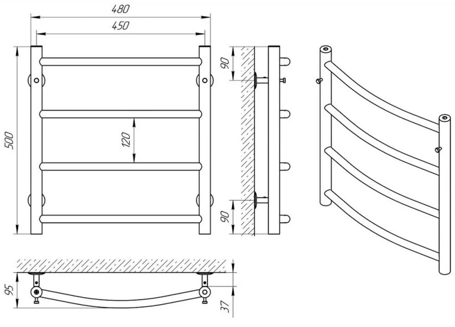 Uscator de prosoape Laris Klassik P4 450х500 (Chrome)
