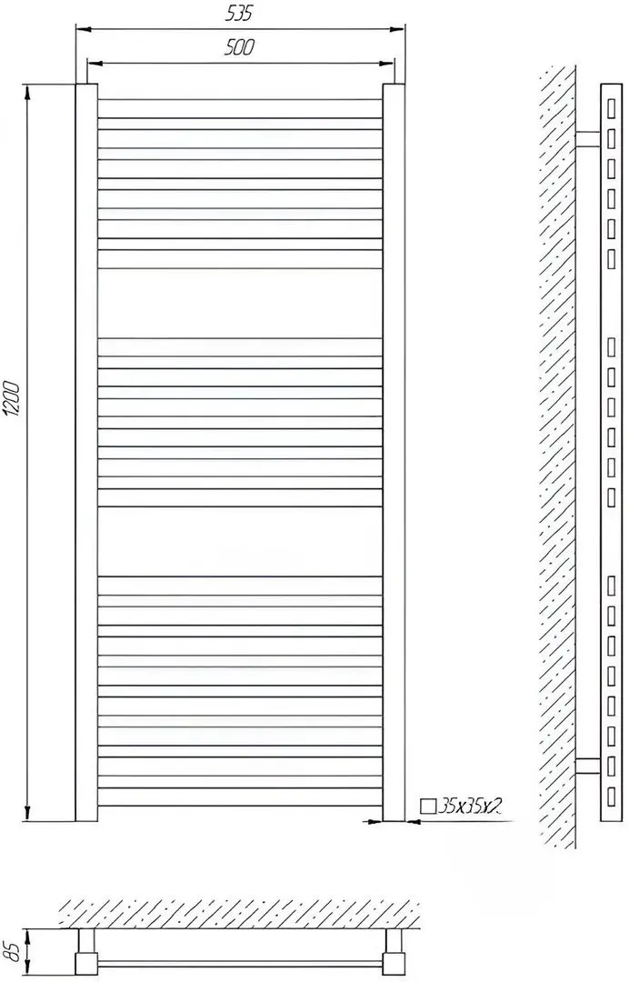 Полотенцесушитель Laris Solar P25 500x1200 (Chrome)