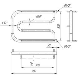 Полотенцесушитель Mario Foxtrot 350×500/320 (Chrome) Thumb