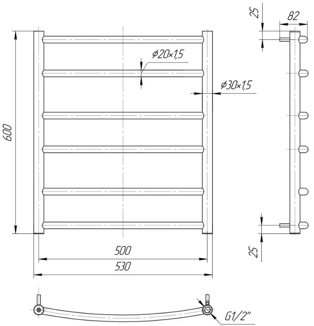 Полотенцесушитель Mario Классик 600х530/500 (Chrome)