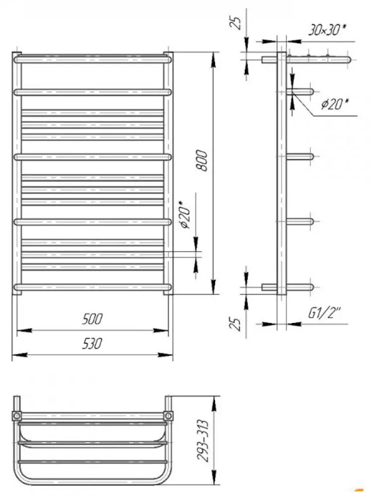 Uscator de prosoape Mario Luxor 800x530/500 (Chrome)