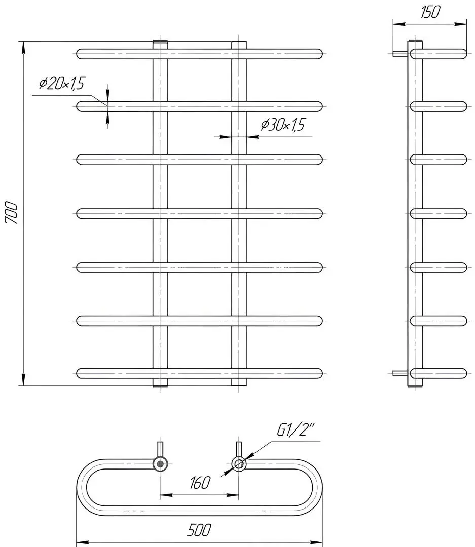 Uscator de prosoape Mario Sahara 700x500/160 (Chrome)