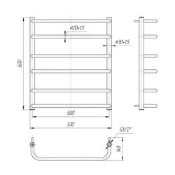 Полотенцесушитель Mario Стандарт 600х530/500 (Chrome) Thumb