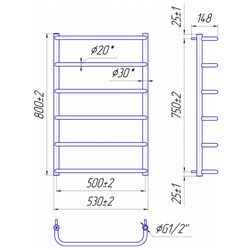 Полотенцесушитель Mario Standart HP 800x530/500 (Chrome) Thumb