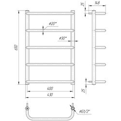 Полотенцесушитель Mario Стандарт НР 650х430/400 (Chrome) Thumb