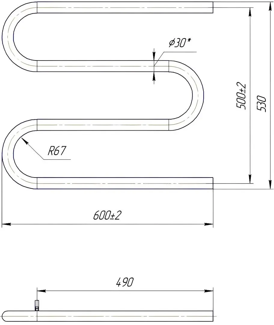 Полотенцесушитель Mario Zmeica 30 530x600/500 (Chrome)