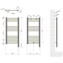 Полотенцесушитель электрический Radiva Haiti 400x800 (Black Matt) Thumb