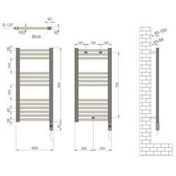 Полотенцесушитель электрический Radiva Haiti Flat 400x800 (White) Thumb