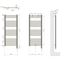 Uscator de prosoape electric Radiva Haiti Flat 500x1200 (White) Thumb