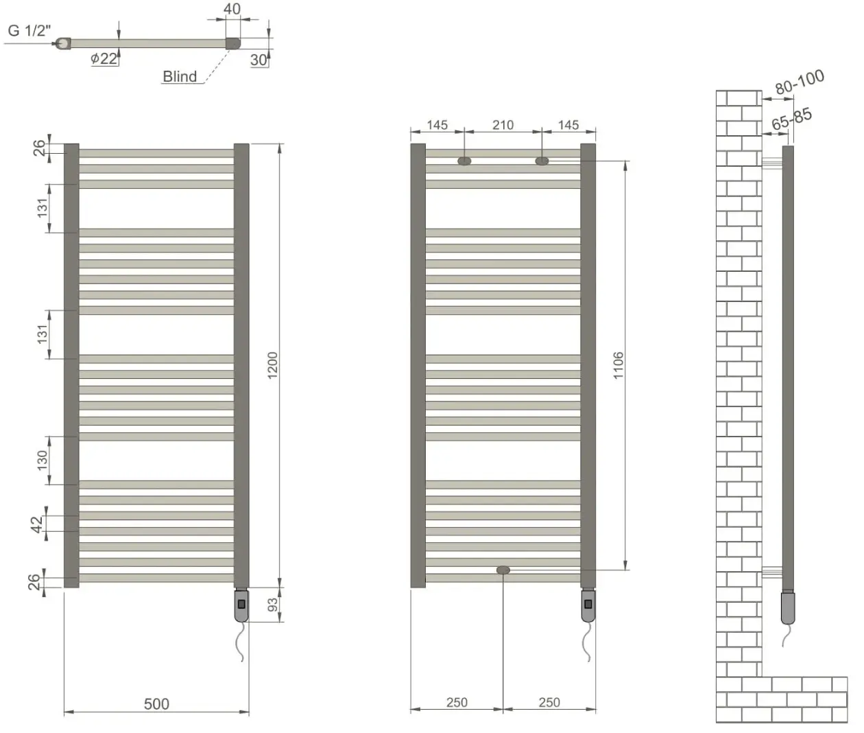 Uscator de prosoape electric Radiva Haiti Flat 500x1200 (White)