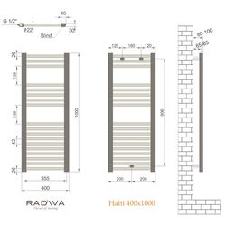 Полотенцесушитель Radiva Haiti 400x1000 (Black Matte) Thumb