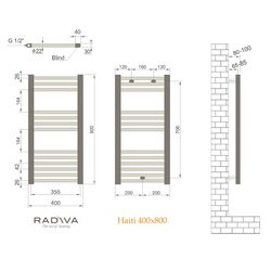 Полотенцесушитель Radiva Haiti Flat 400x800 (Black Matte) Thumb