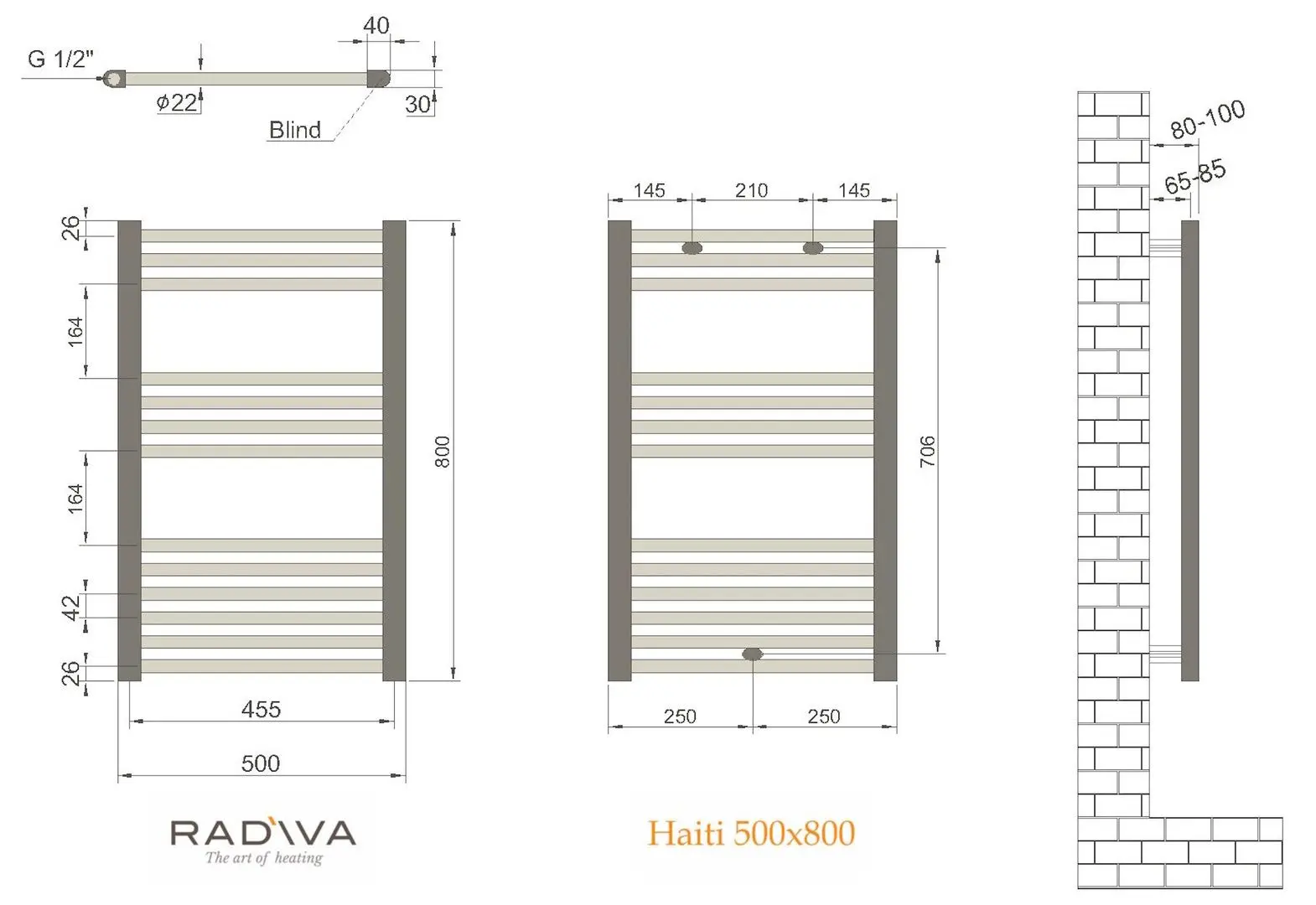 Uscator de rufe Radiva Haiti 500x800 (Black Matte)