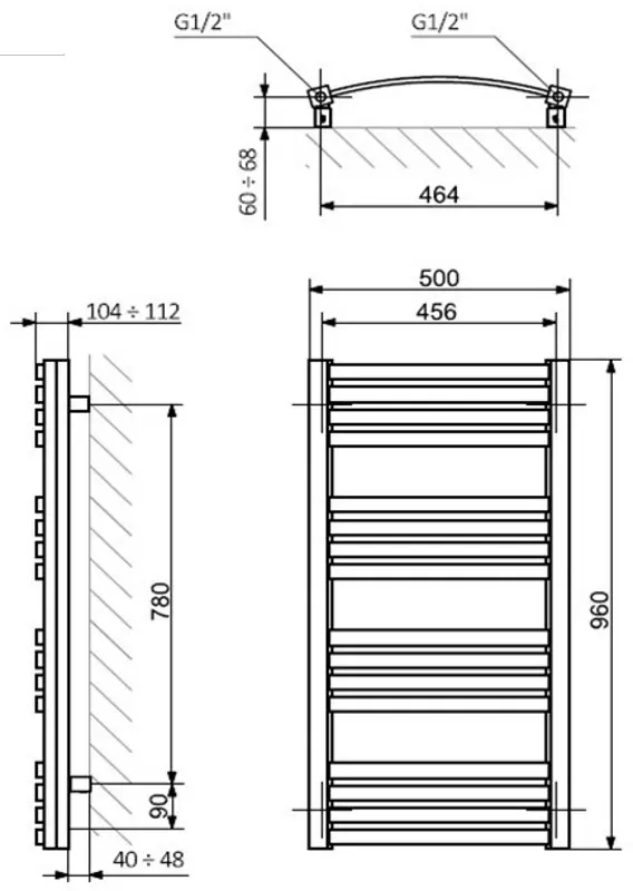 Uscator de prosoape Terma Gama 500x960 (Black) - 5