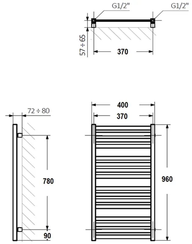 Uscator de prosoape Terma M01 400x960 (White) - 3
