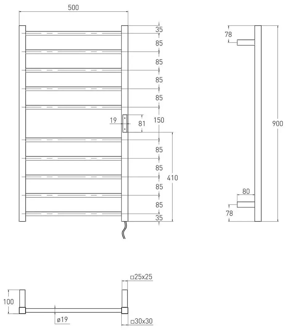 Полотенцесушитель Volle Campo 9210.000007 500х900 (White)