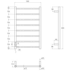 Полотенцесушитель Volle Rondo 9235.000107 500х800 (White) Thumb