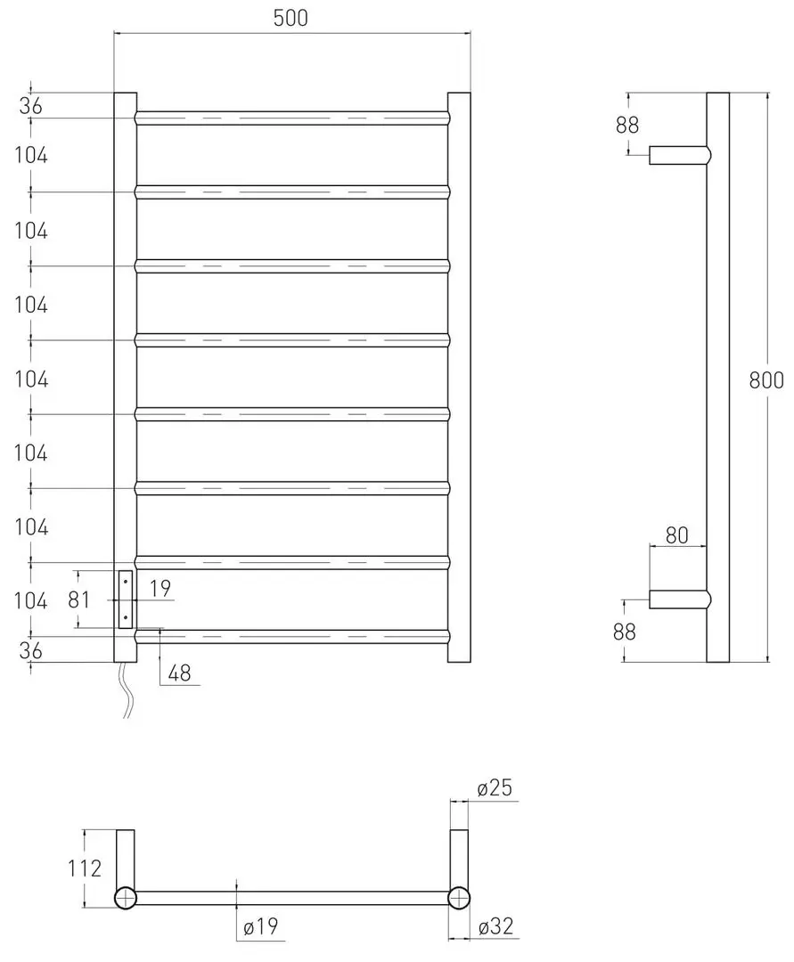 Полотенцесушитель Volle Rondo 9235.000107 500х800 (White)