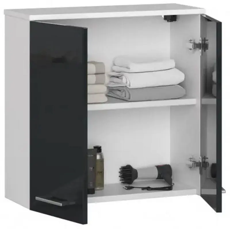 Шкафчик Akord Fin W60 2D (White/Graphite Gloss)