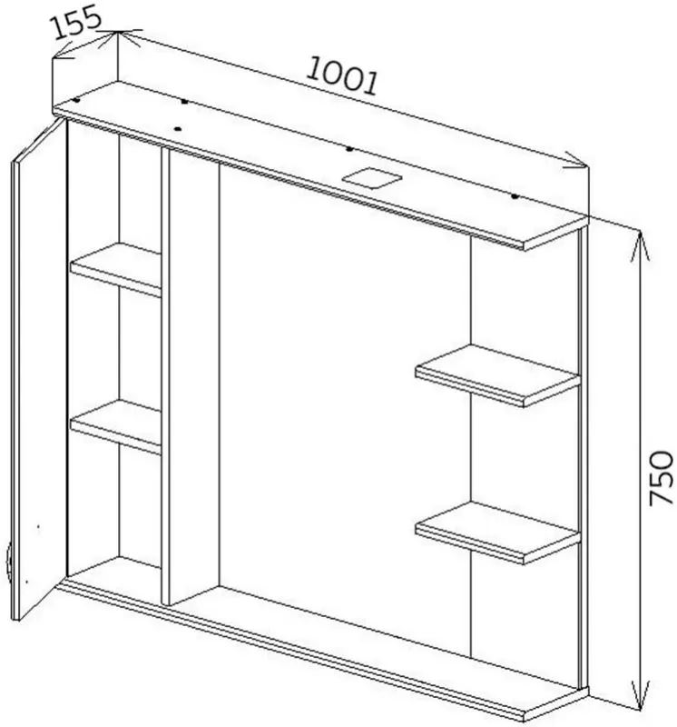 Dulap cu oglinda Bayro Allure 1000x750 Left (White) - 7