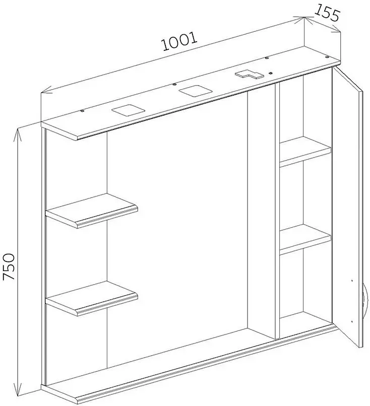 Dulap cu oglinda Bayro Allure 1000x750 Right (White) - 6