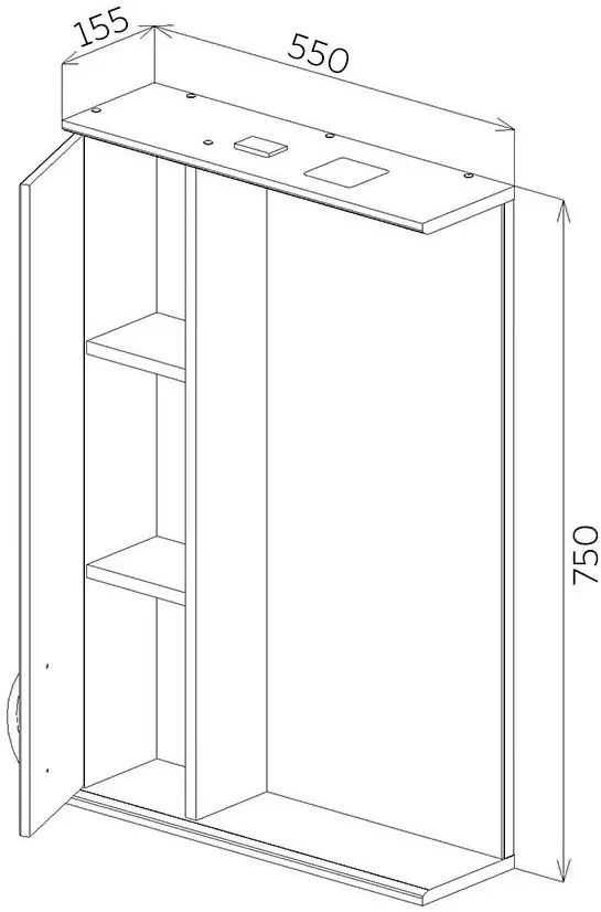 Dulap cu oglinda Bayro Allure 550x750 Left (White) - 6