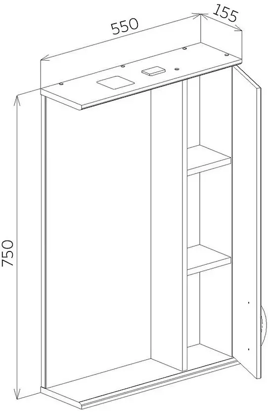 Dulap cu oglinda Bayro Allure 550x750 Right (White) - 6