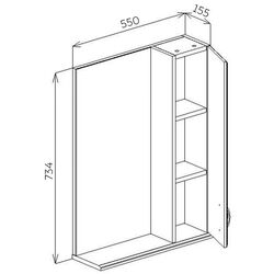 Dulap cu oglinda Bayro Bris 550x750 Right (White) Thumb