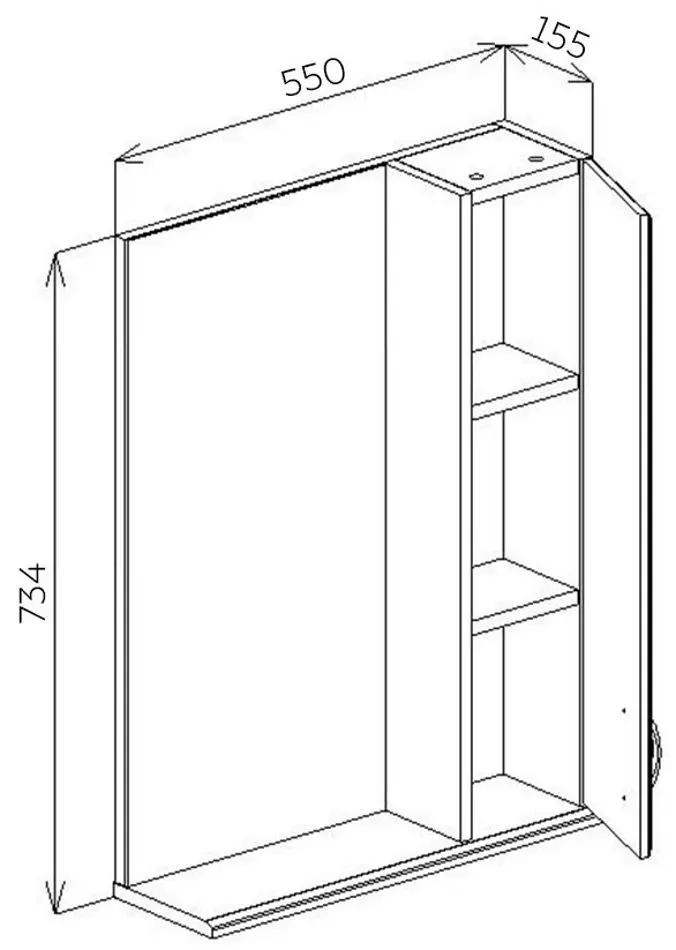 Dulap cu oglinda Bayro Bris 550x750 Right (White) - 6