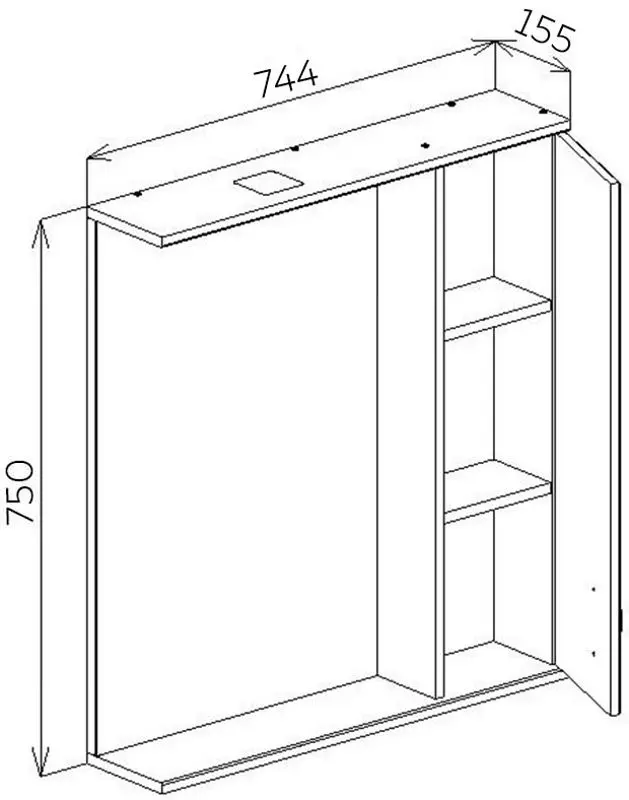 Dulap cu oglinda Bayro Deco One 750x750 Right (White) - 7
