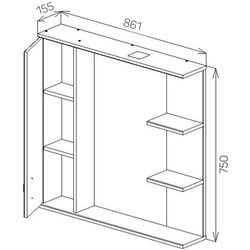 Dulap cu oglinda Bayro Deco One 860x750 Left (White) Thumb