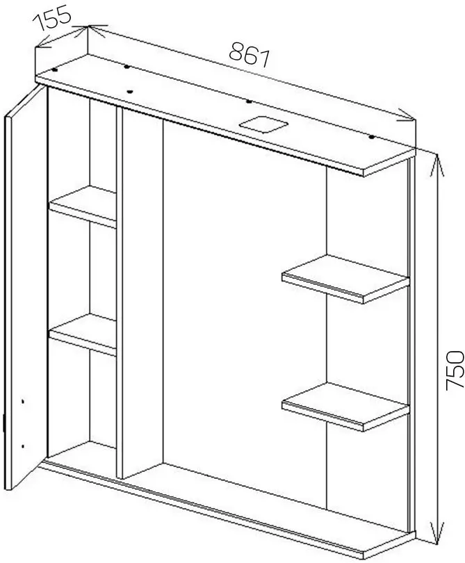 Dulap cu oglinda Bayro Deco One 860x750 Left (White) - 6