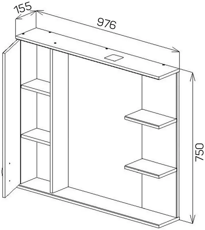 Dulap cu oglinda Bayro Deco One 970x750 Left (White) - 5
